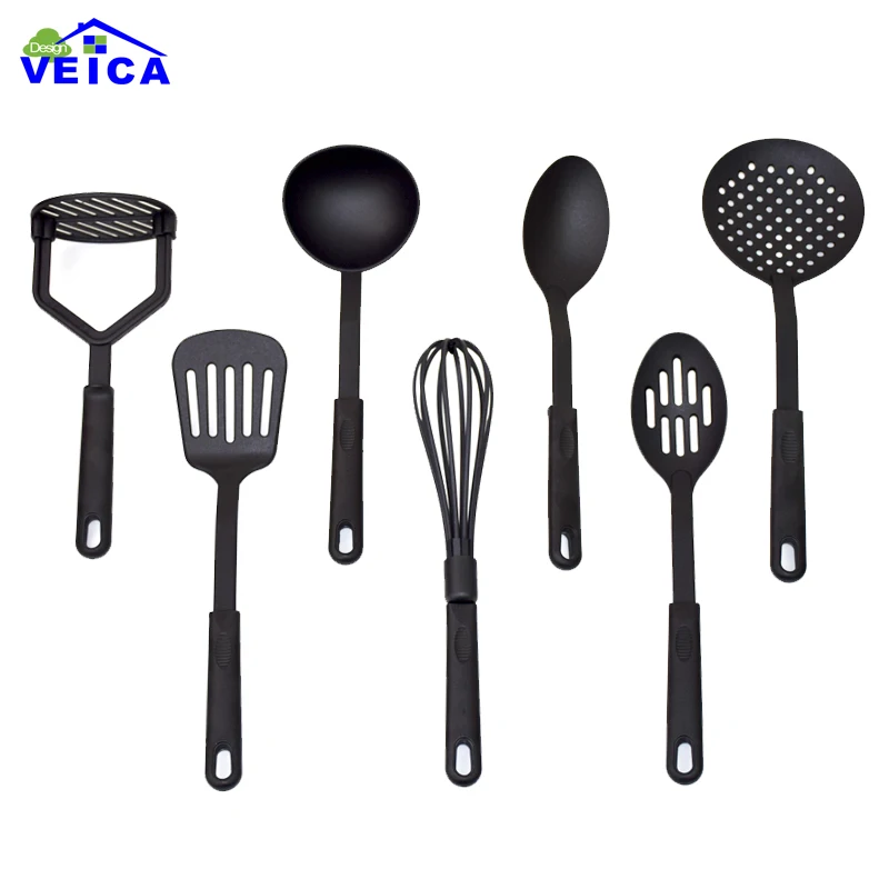 

7Pc Heat Resistant Nylon Cookware Set Nonstick Cooking Tools Kitchen & Baking Tool Kit Utensils Spoon Turner Accessories
