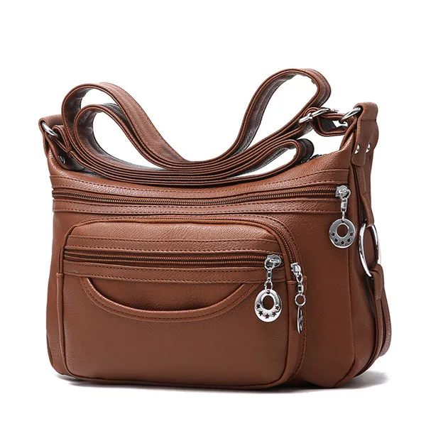 Croyance, новая женская сумка-мессенджер среднего возраста, женские мягкие кожаные сумки через плечо, сумки через плечо с несколькими карманами, модные сумки - Цвет: brown
