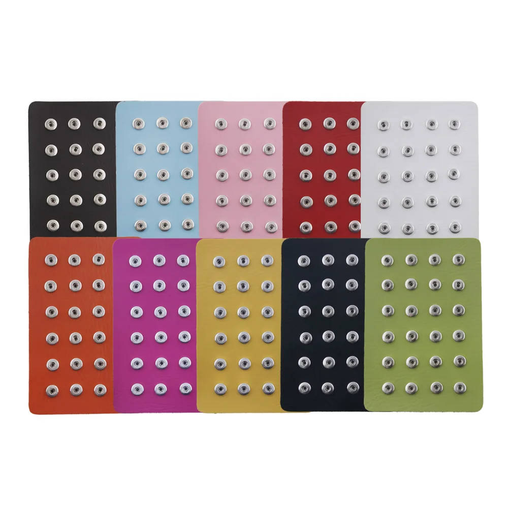

2018 new fashion 24pcs Convenient and Portable Black Genuine PU Leather Display for 12mm Snap buttons jewelry drop Shipping