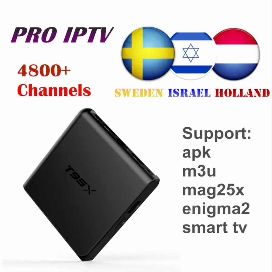 T95X Android tv Box с IP tv подписка для шведский Израиль Нидерланды Таиланд Пакистан Бразилия скандинавский IP tv 10000+ каналы - Цвет: Белый