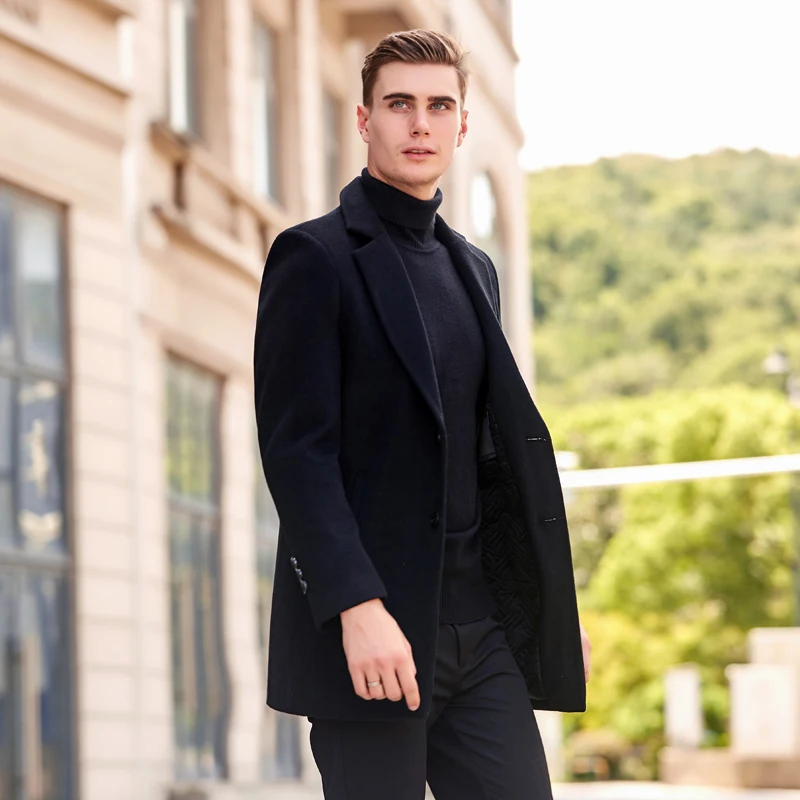 TIAN QIONG Men Clothes Autumn Winter New Long Wool Jacket Male Fashion Casual Thicken Slim Fit Mens Coat Brand Clothing