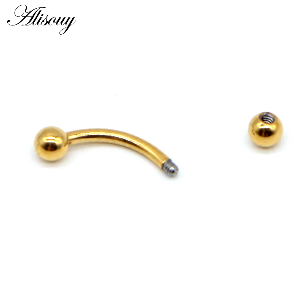 Alisouy 1pc 16G Surgical Stainless Steel 3mm Ball Eyebrow Piercing Curved Barbell Lip Ring Snug Daith Helix Rook Earring - Image 6