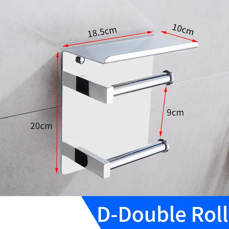 Держатель для туалетной бумаги с полкой из нержавеющей стали держатель для бумажных полотенец Настенный двойной держатель для рулонной бумаги креативная вешалка для салфеток - Цвет: D-Double Roll