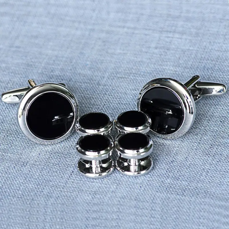 formal shirts men 6pcs black onyx tuxedo cufflinks set cuff links stud for wedding Accessory