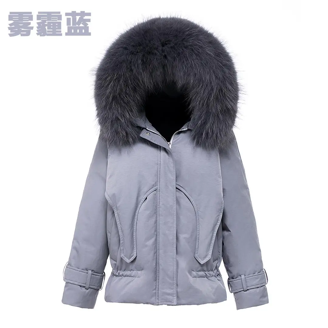 Мода зима теплая куртка женская утка пуховик из натурального меха воротник с коротким пуховиком женская толстая верхняя одежда одежда - Цвет: 3