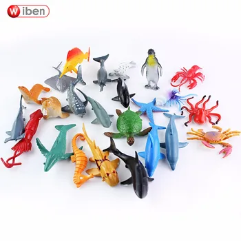

Wiben 24 pcs Small Size Sea Life Model Toys PVC 4-7cm Pool Fish Toy Early Education Marine Animals Figure Gift For Children