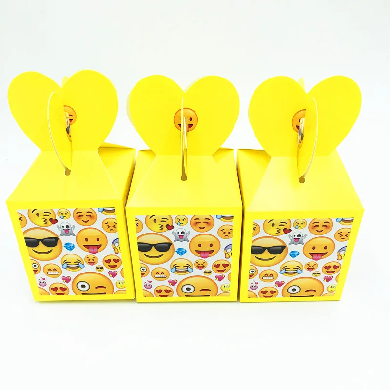 6pcs emoji candy boxes baby shower party decoration emoji gift boxes