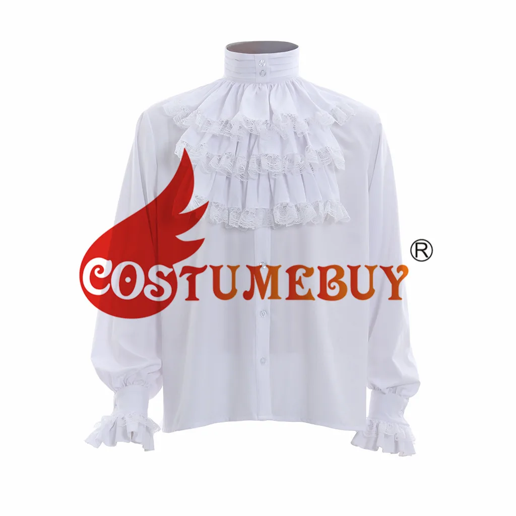 CostumeBuy средневековый мужской пиратский косплей рубашка с жабо галстук Ренессанс Готический колоний рубашка с вампиром наряд L920