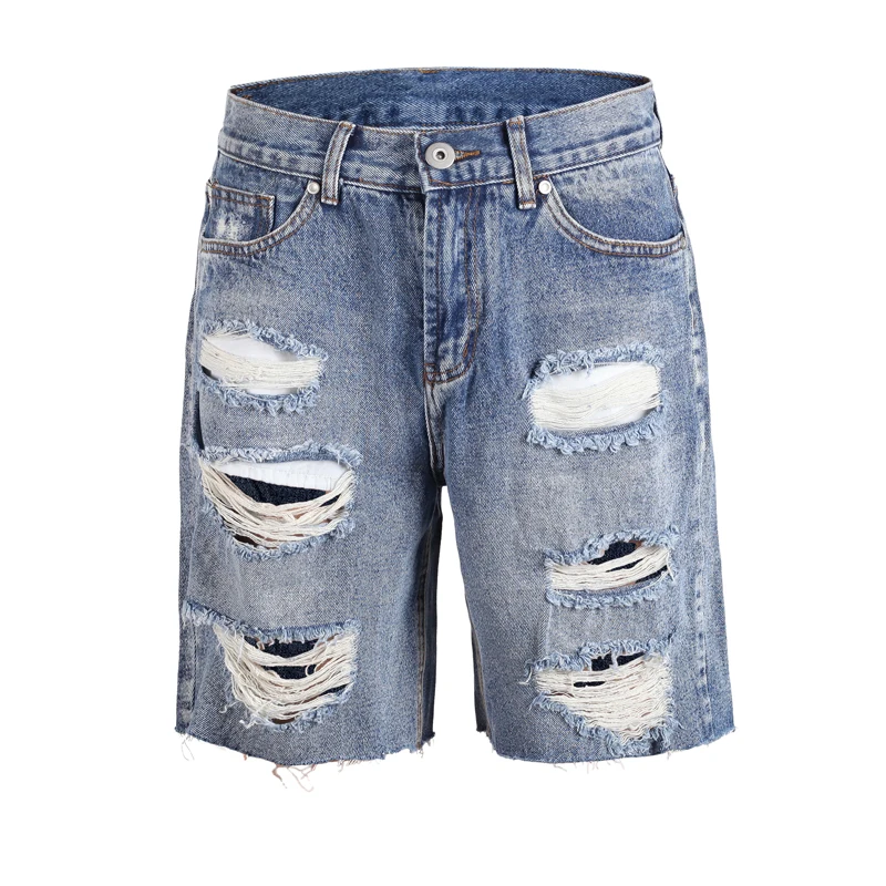 

high quality 2019 Hot Sale Men's Summer hiphop Fashion sweat Shorts Casual Joggers Trousers destroyed jeans black Jeans Shorts