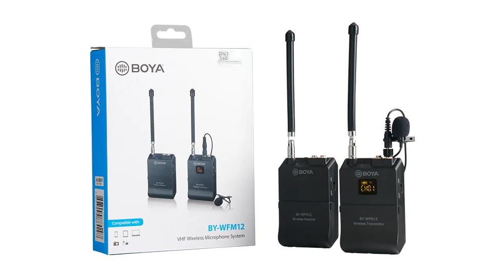 

BOYA BY-WFM12 Wireless VHF Microphone System for DSLR Camera iPhone Camcorder Audio Recorder Tablet Dual Jacke for Transmitter
