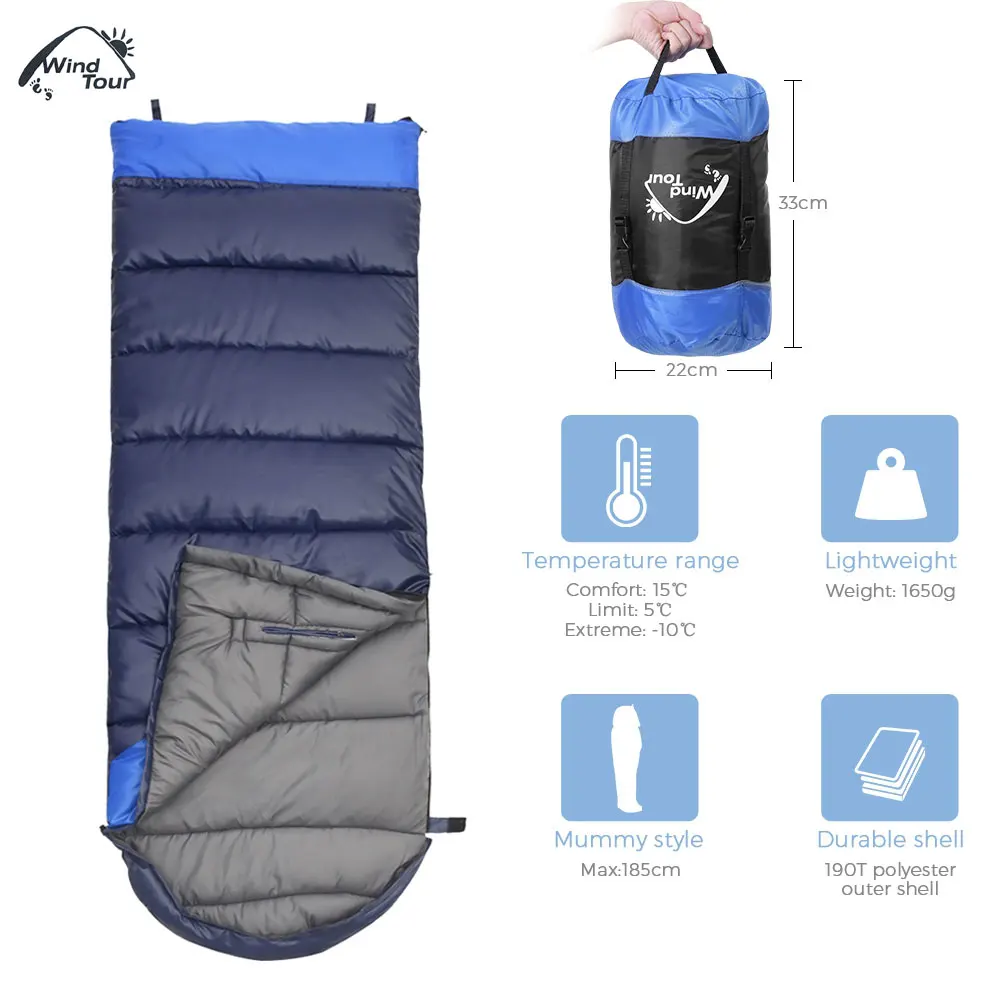 WIND TOUR Adult 3 Season Hollow Cotton Splicing Sleeping Bags Outdoor
