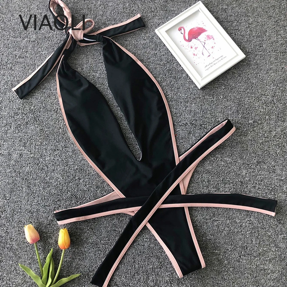 

VIAOLI Long Strap Wrap Around 2019 New Women Swimwear One Piece Swimsuit Female Bather Leopard Printed Bathing Suit Swim Lady
