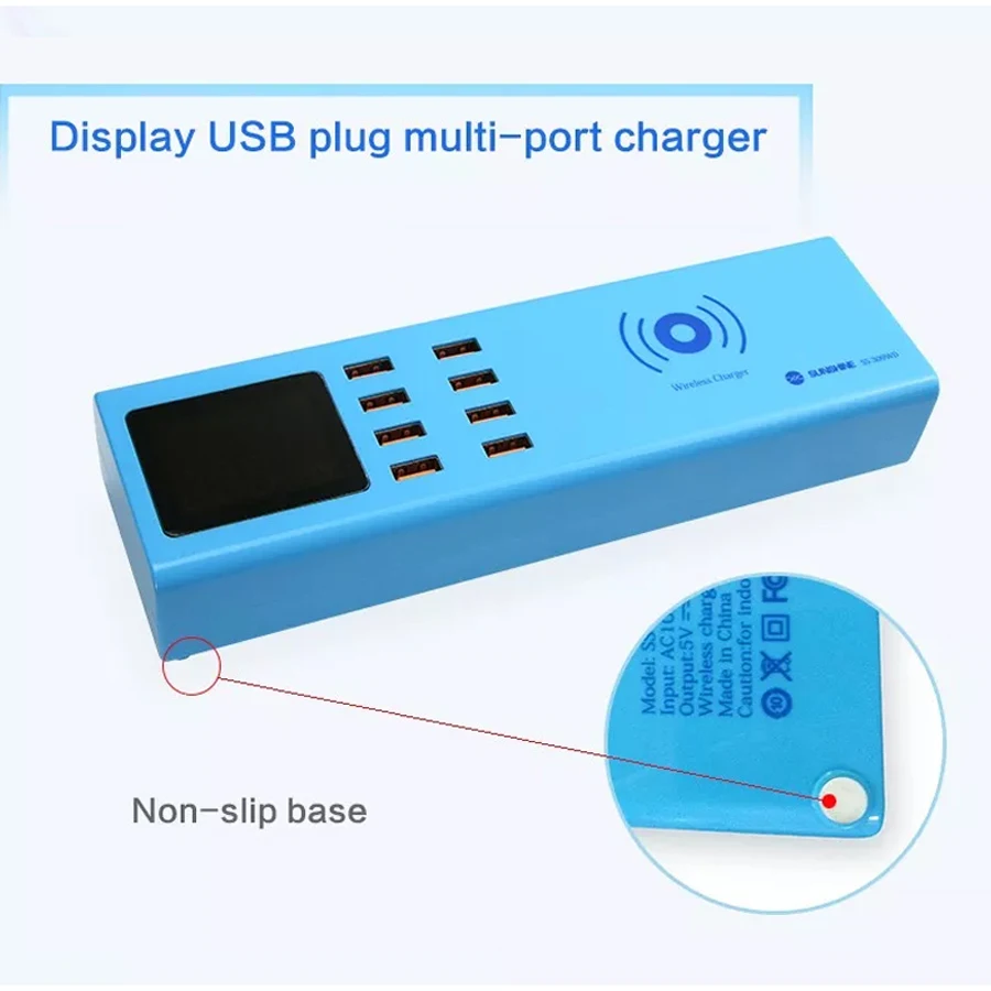 Mobile phone Intelligent wireless charger with 8 Port USB Socket Fast Charger with LCD Display for Smart Mobile Phone