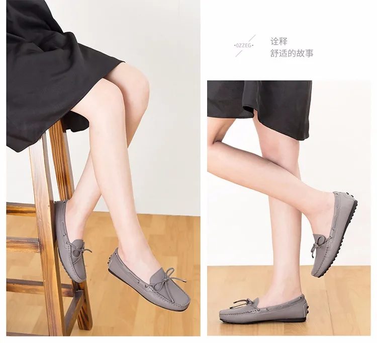 Популярная женская обувь на плоской подошве; Коллекция года; первый слой кожаной повседневной обуви для женщин; женская обувь на низком каблуке; слипоны для вождения и прогулок