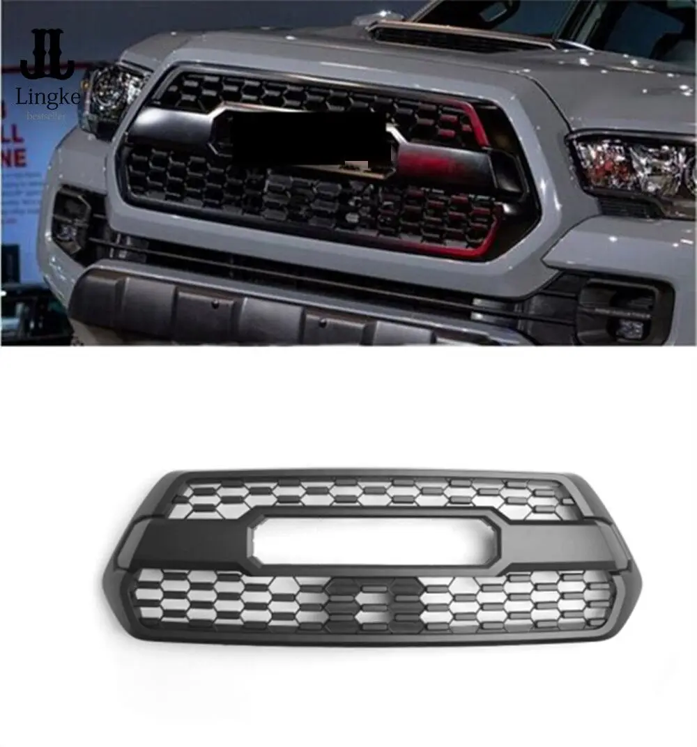 

New Front Bumper Hood Grill Matte Black Fit for 2016-2019 Toyota Tacoma TRD PRO