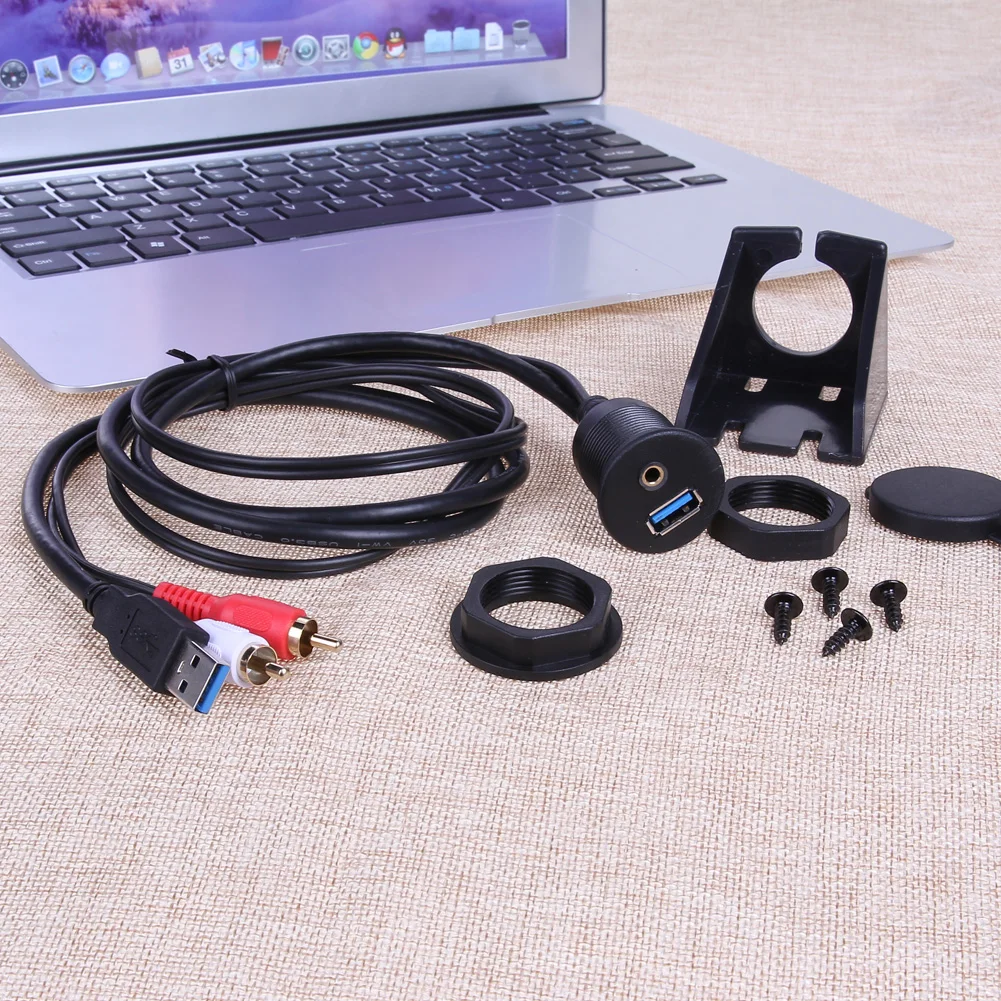 1 м USB 3 0 и 2 RCA папа к USB3.0 5 мм Aux Женский удлинитель панель приборной панели Скрытое