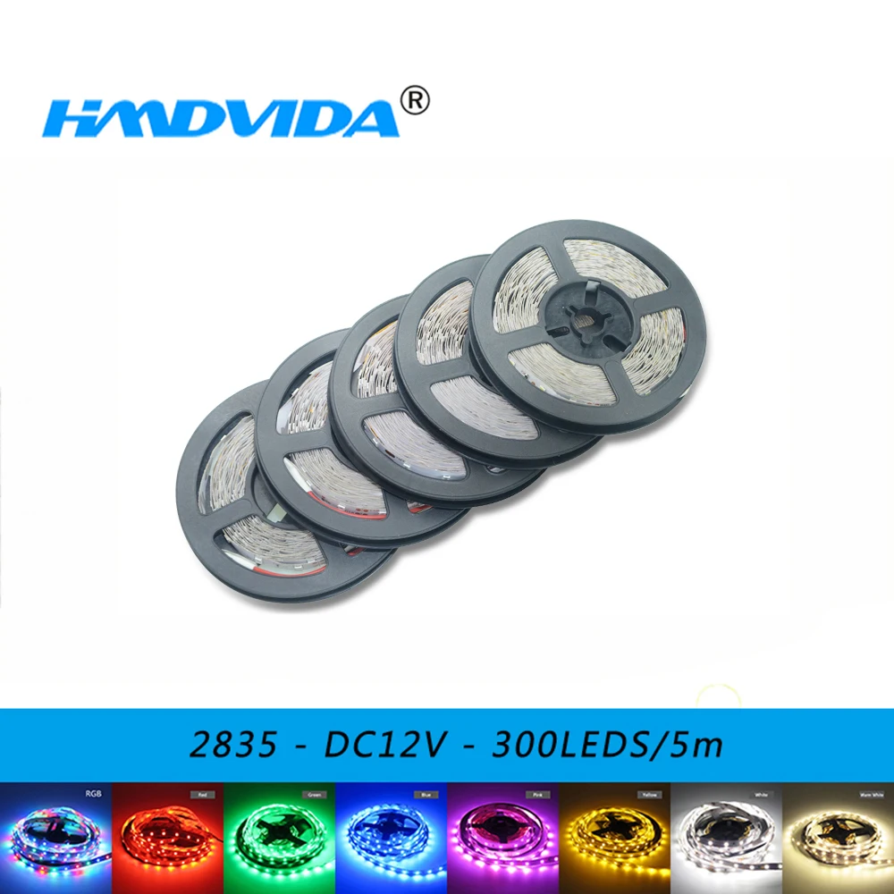 

HMDVIDA LED Strip Light SMD 2835 5m/roll 300LEDs Waterproof DC12V RGB Bule Red Green Yellow Purple White Warm White