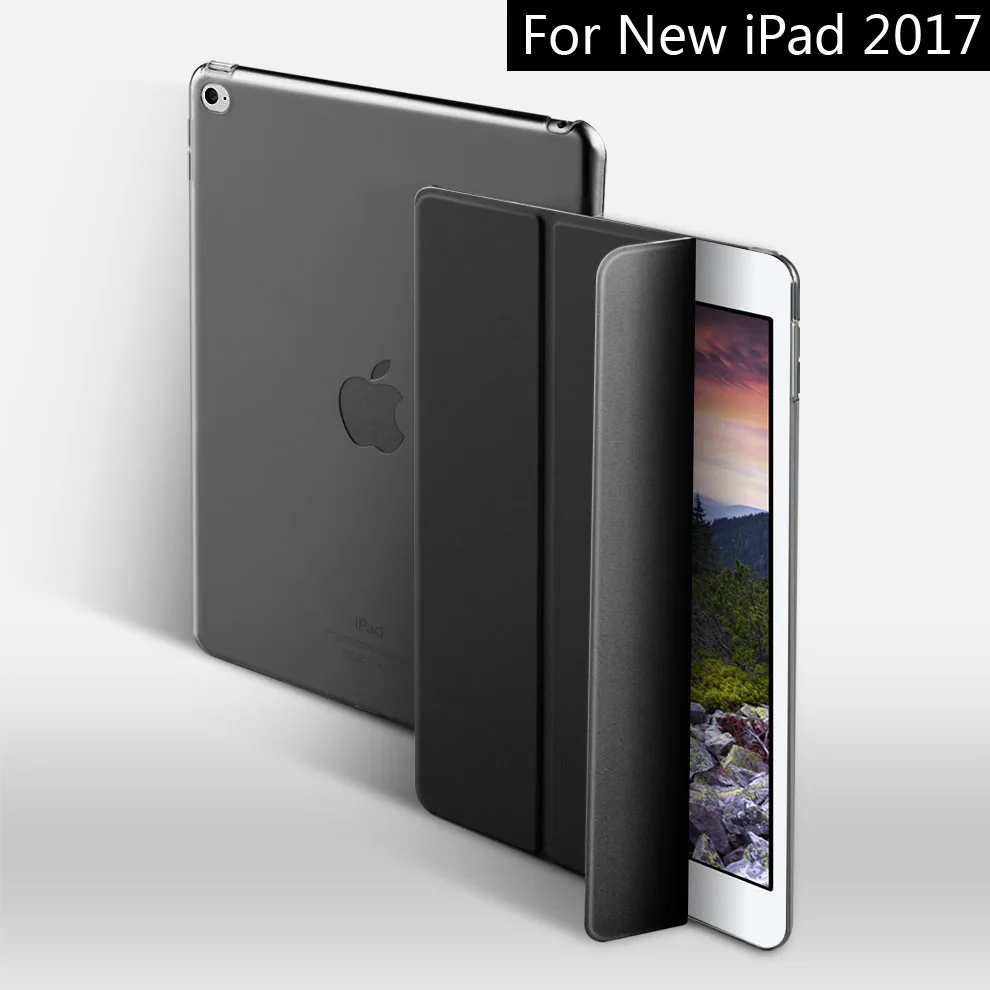 Чехол для нового iPad 9,7 дюйма, ZVRUA YiPPee цветной PU смарт-чехол, Магнитный чехол, модель A1822 A1823 A1893 A1954 - Цвет: Черный