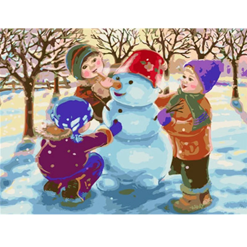 

Santa Claus Snowman DIY Oil Painting Colors On Number Canvas Paint Pictures By Numbers For Home Christmas Decoration
