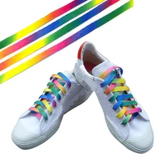 1 пара разноцветных шнурков, полиэфирные шнурки, Радужный градиентный принт, парусиновая обувь на плоской подошве, кружевная обувь, повседневная цветная обувь