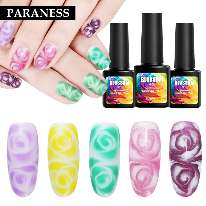 

Paraness 8ml White Clear Blossom Gel Nail Polish Soak Off UV Gel Lacquer Blooming Color UV Led Lamp Nail Gel Varnish DIY Design