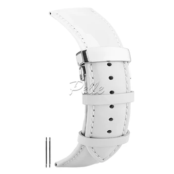 

Pelle Leather Watch Bands Straps Replacements Polished High Gloss 18mm Waterproof Watchband Female White