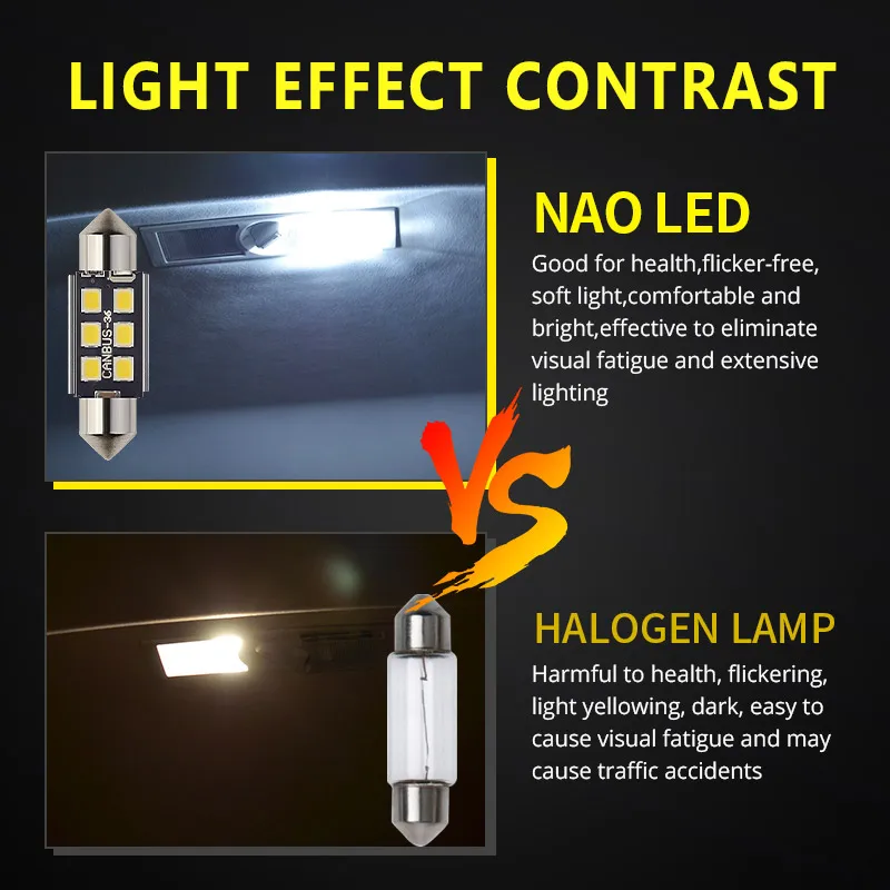 NAO 2x c5w 31 мм 28 мм led Canbus Светодиодная Лампочка 12 в 36 мм фестон без ошибок освещение салона автомобиля 39 мм 41 мм 44 мм c10w лампа 2835 чипов белого цвета