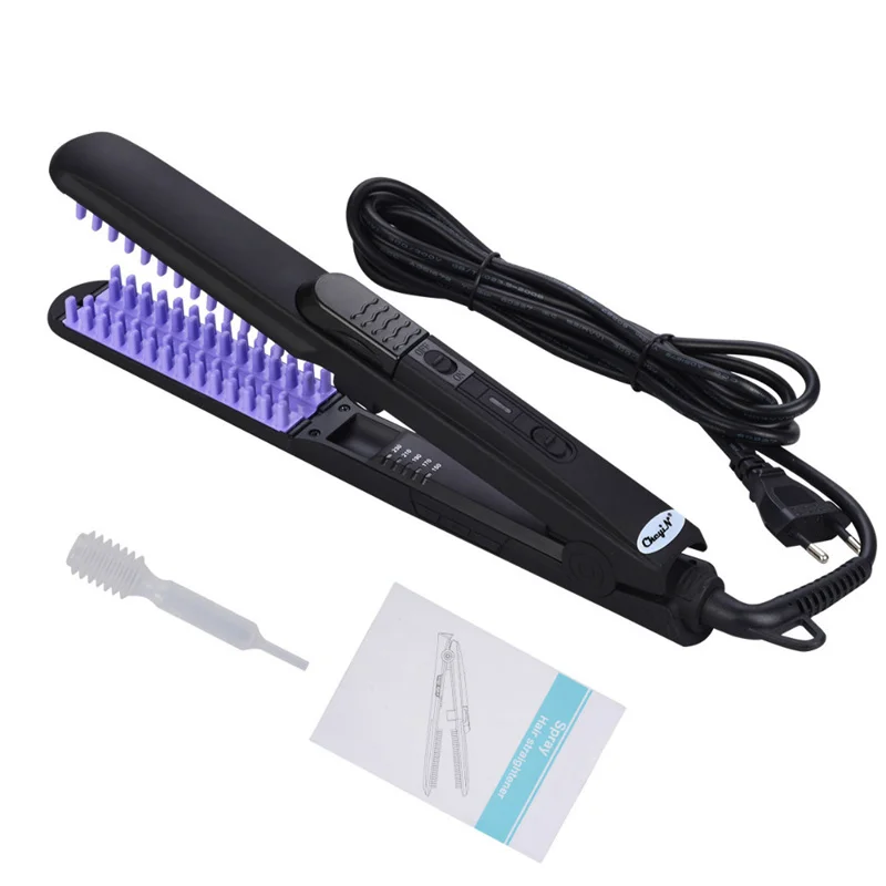 

110-220V Aluminium Alloy Ceramic Hair Straightener Steam Curler Professional Flat Iron Straightening Hair Brush Comb Styling