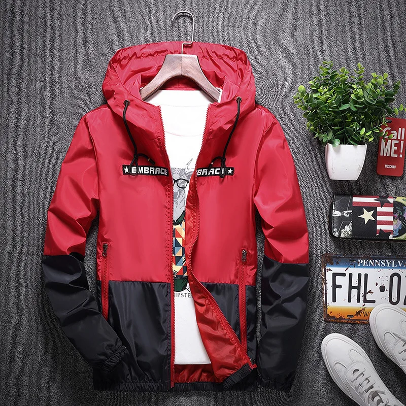 

Light Jacket Windbreaker Men jaqueta masculina zipper patchwork waterproof jackets streetwear bomber jacket 4XL