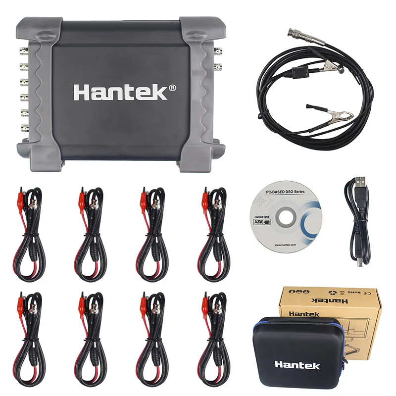 Hantek 1008A PC USB осциллограф 8CH автомобильный диагностический автоматический прицел/DAQ генератор 2.4MSa/s 4K Глубина USB 2,0 интерфейс