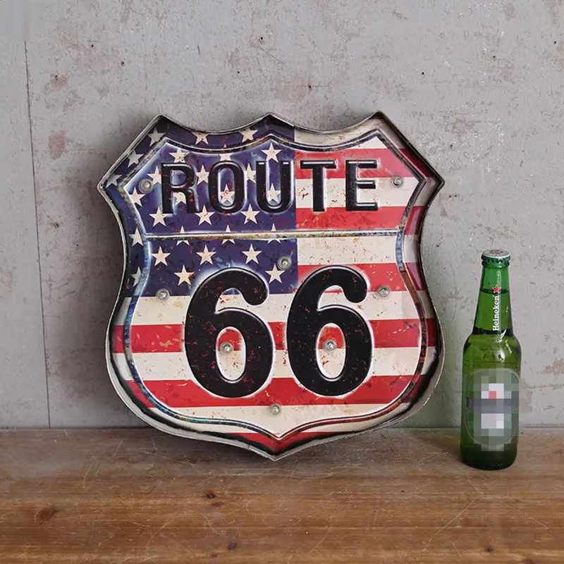 Route 66 светодиодсветодиодный винтажные вывески украшение для паба бара
