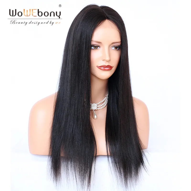 Yaki Straight Human Hair Wigs Brazilian Remy Hair Full Lace Wigs Light