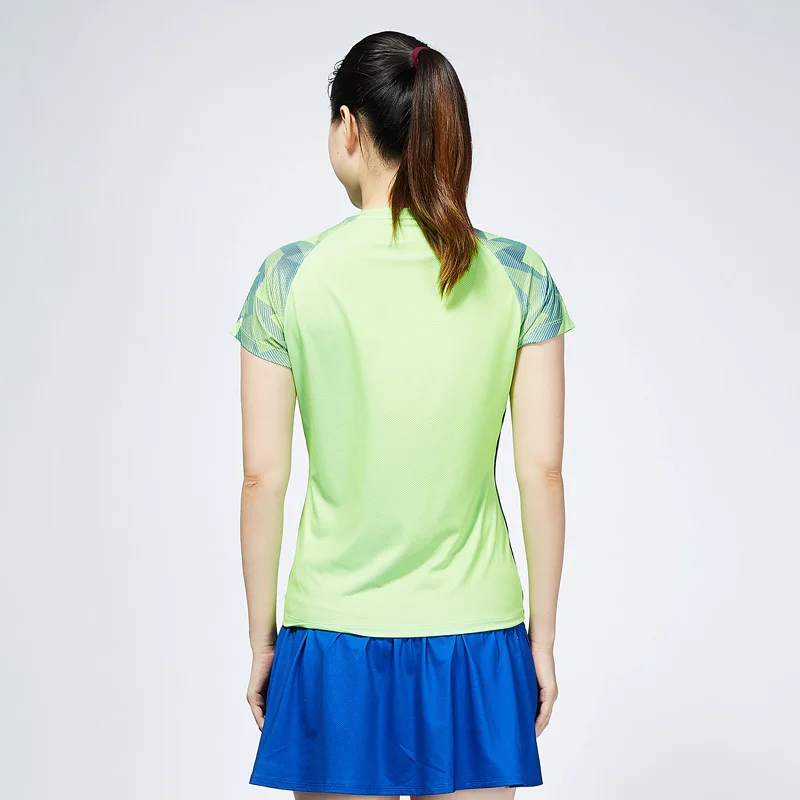 Одежда Kawasaki Спортивная одежда для бадминтона рубашки для женщин v-образный вырез дышащий зеленый с синим цветом теннисный стол футболка ST-T2017