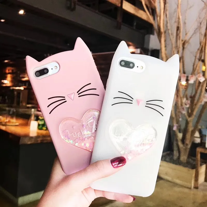 

Glitter Bling Cat Soft TPU Cover Case for iPhone 6 6s plus 7 7plus hello kitty cases for iphone7 phone protective shell