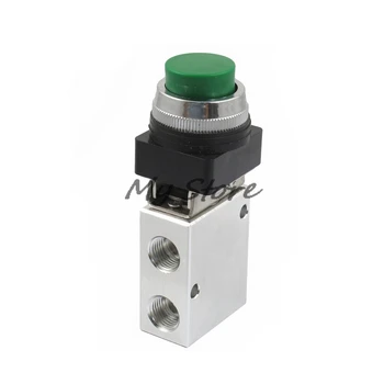 

JM-322PPL 13mm Thread (1/4" )2 Position 3 Way Green Push Button Air Mechanical Valve