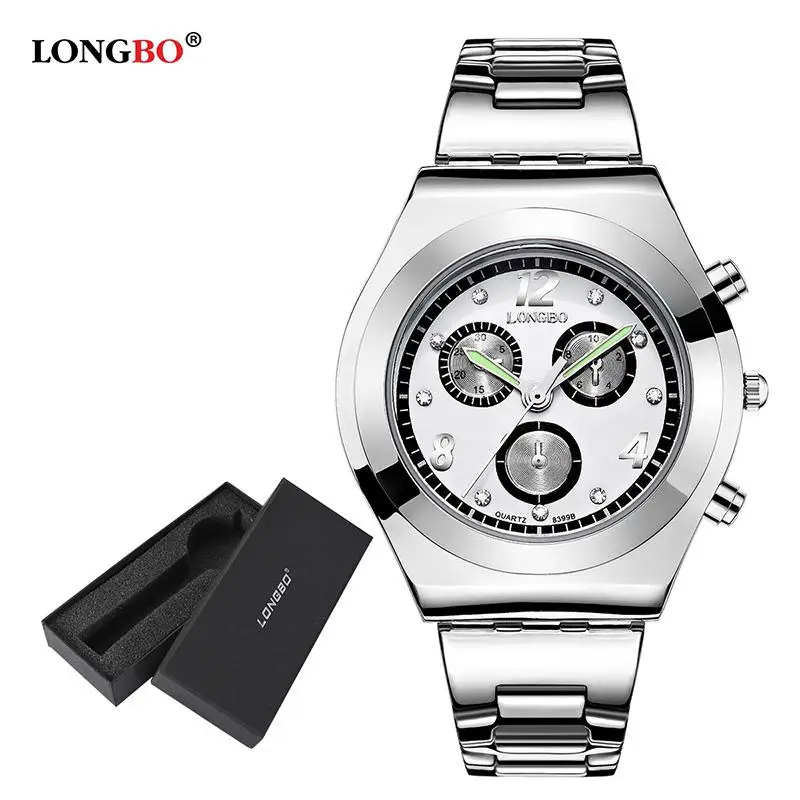 Longbo женское платье кварцевые наручные часы женские знаменитые Роскошные Лидирующий бренд кварцевые часы Relogio Feminino Montre Femme 8399 - Цвет: White Wihte Box 1