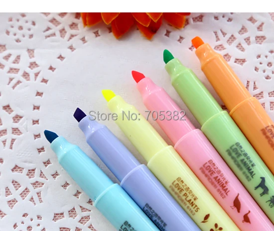 6 шт./партия Kawaii Мини-ручка-маркер, 6 цветов/упаковка, офисные принадлежности и канцелярские принадлежности(ss-896-1