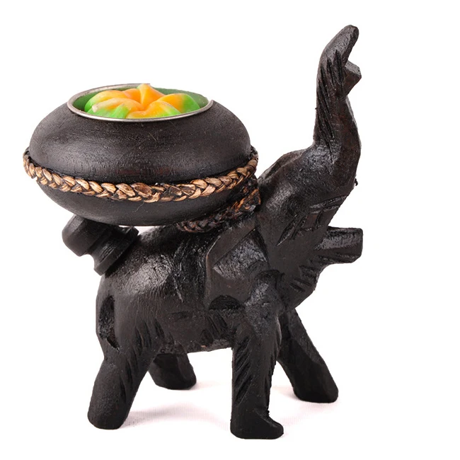 Buy Thailand Natural Wooden Elephant Candle Holder