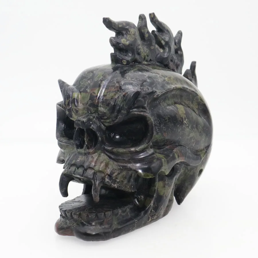 

5.74" 1478g,POPPY JASPER Carved Crystal Skull Crystal Realistic Healing Furnishing Articles Figurine TE90