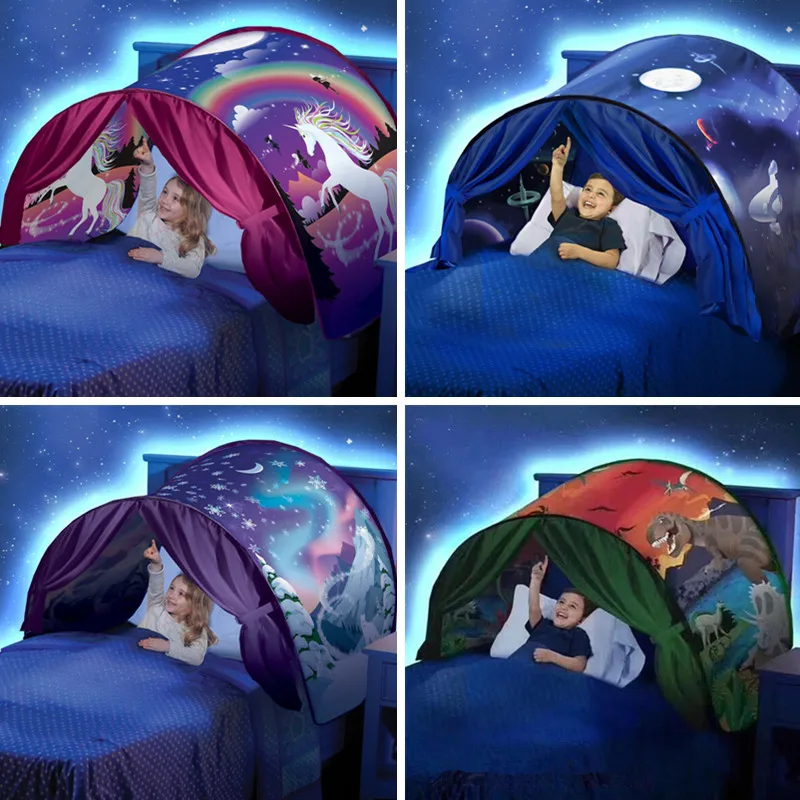 ALWAYSME детская кроватка кровать Волшебная палатка мечты космические приключения Единорог фантазия зима Страна Чудес динозавр остров палатка мечты