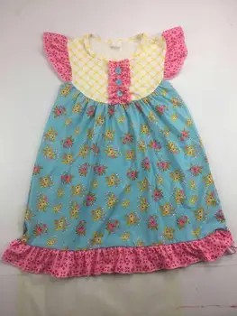 

pearl floral summer dresses pink color boutique dress cute girls wholesale frock