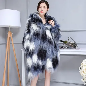 

Women Loose Faux Woole Fur Coat with hood N54
