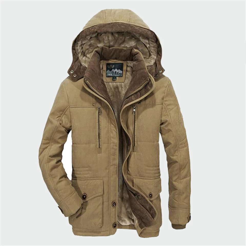Мужская зимняя куртка с капюшоном RUELK теплая парка хлопковой подкладкой 5XL 6XL
