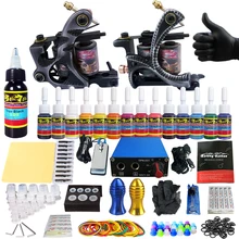 Solong Tattoo Полный комплект татуировки 2 Пулемет Начинающий набор татуировки 14 чернил игла Захваты ноги лепесток Электропитание TK203-2