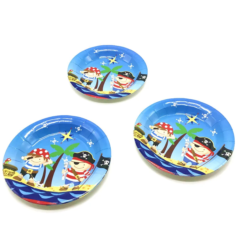  Pop Little Pirate Theme 65Pcs Cup+Plate+Straw+Invitation Card Festival Kid Birthday Party Horn+Gift - 32893292036