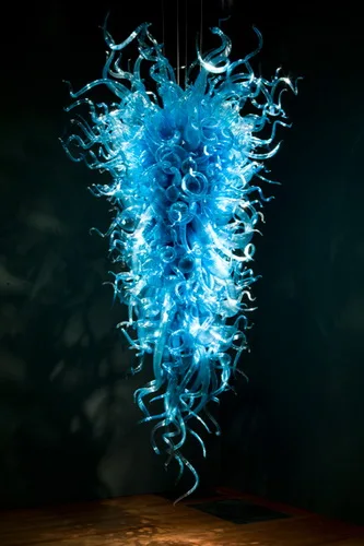 Подгонянный Голубой арт хрустальная люстра из дутого стекла Новое поступление Мурано Стекло освещение