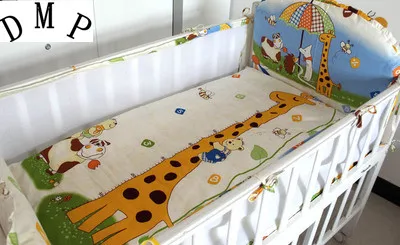 

Promotion! 5PCS mesh Nursery Bedding Baby Cot bedding set for newborn Bed Sheet ,include:(4bumper+sheet)