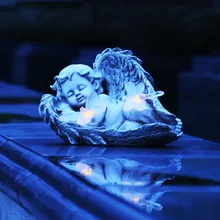 Последняя горячая Распродажа красивые светодиодные садовые солнечные светильники ночные светильники Спящий ангел мальчик смола скульптура статуя Газон лампа