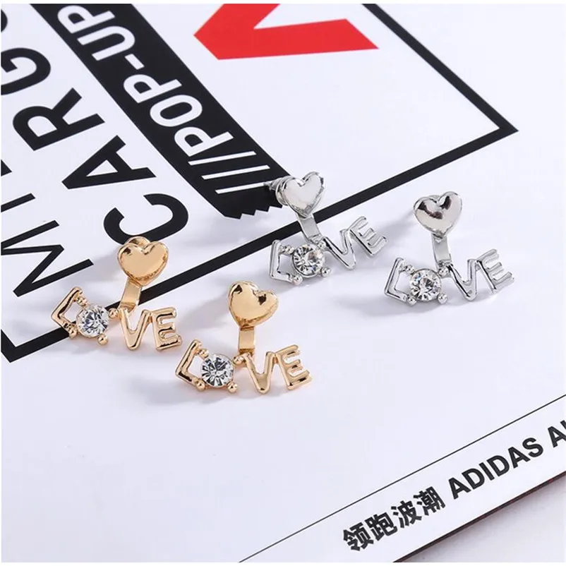 Trendy stud earrings for women  LOVE Letter Alloy Hanging Zircon Diamond Stud Earrings Animal Jewelry earrings Brincos J04#N (1)