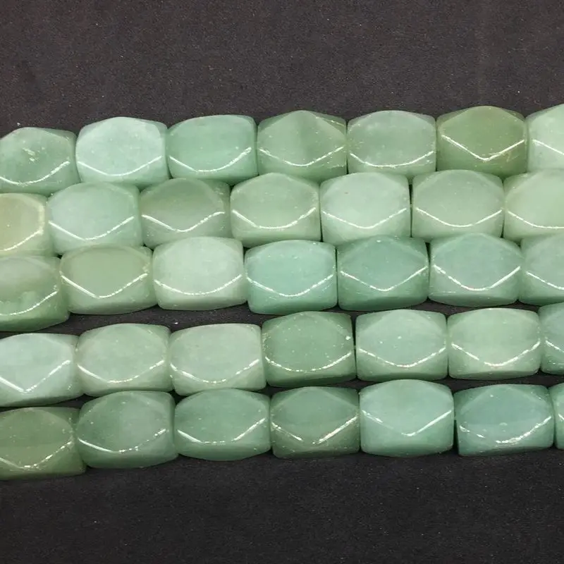 Натуральный камень Бусины кубические с квадратными каблуками самородок зеленый авантюрин "сделай сам" для изготовления ювелирных украшений 13x18 мм Хорошее качество Редкие Из Бисера